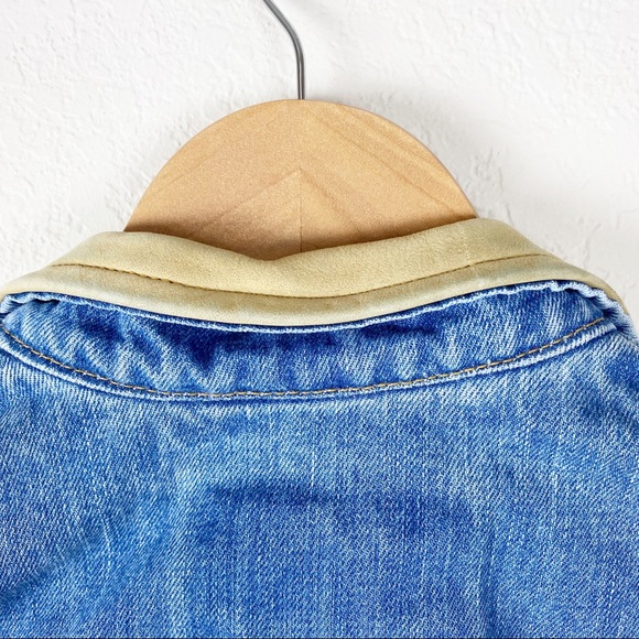 VINTAGE SHAEFER denim & leather jean jacket sh3 - Picture 7 of 8